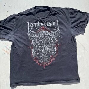 Men's Lamb of God T-Shirt Black Spell-Out 2XL Metal Screamo Heavy Groove Y2K
